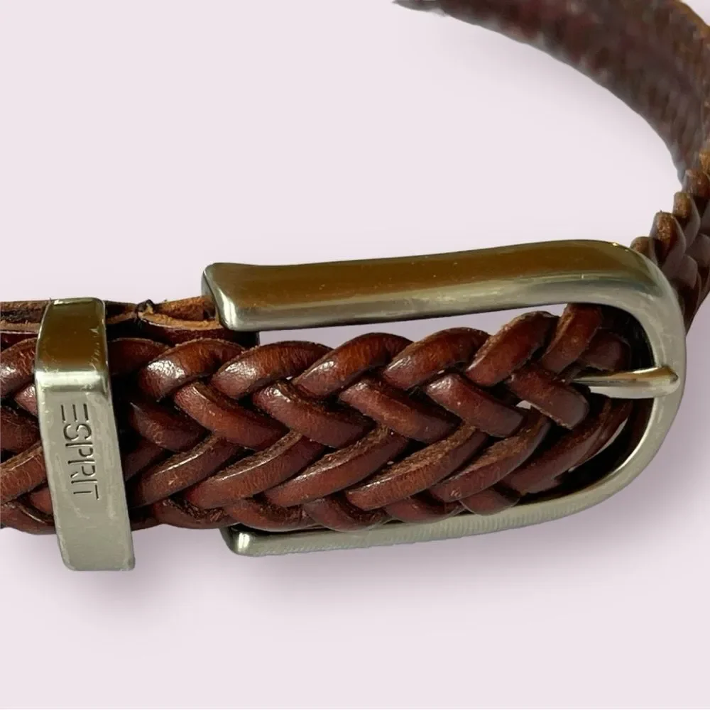 Vintage Esprit leather braided leather belt excellent condition small 35”‎